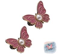 Detachable Butterfly Clips, Butterfly Waist Cinching Button, Reusable and Detachable Pant Clips, Decorated and Waisted, Suitable for Women's Loose Pants Skirts (Red)