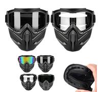 Detachable Full Face Goggle Mask,Detachable Full Face Goggles,Windproof Anti-Fog Hd Goggle Mask with Comfortable Sponge Pad,for Welding Riding Cutting and Outdoor Sports (SET C)