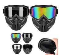 Detachable Full Face Goggle Mask,Detachable Full Face Goggles,Windproof Anti-Fog Hd Goggle Mask with Comfortable Sponge Pad,for Welding Riding Cutting and Outdoor Sports (SET B)
