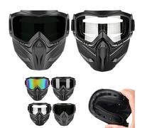 Detachable Full Face Goggle Mask,Detachable Full Face Goggles,Windproof Anti-Fog Hd Goggle Mask with Comfortable Sponge Pad,for Welding Riding Cutting and Outdoor Sports (SET A)