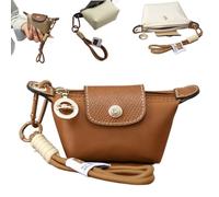 Detachable Nylon Wrist Strap Coin Purse,Mini Nylon Dumpling Bag,Portable Travel Money Bag with Zipper & Keychain (Brown)