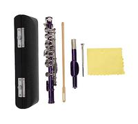 Detachable Silver Plated C Piccolo with 16 Holes, Professional Piccolo Set, Enhanced Playability and Ergonomic Keys, Includes Screwdriver Cleaning Cloth PU Leather Case for Student (Viola)