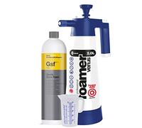 Detailmate Set per la Pre-Pulizia: KochChemie GSF Gentle Snow Foam 1L, Schiuma detergente - Shampoo - Solvente per Insetti, Kwazar Super Foamer Alkaline per Sostanze alcaline + misurino graduato 50ml