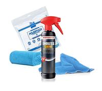 detailmate, set per lucidatura composto da lucido Menzerna Medium Cut 3in1 250ml, HCC 300, cuscinetto per cera heavy/medium/soft, Endless Finish 0,5l, Control Cleaner da 0,5l, panno in microfibra