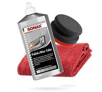 detailmate Sonax Polish+Wax Color - Spugna per lucidatura a mano dura 500 ml, Ø 90/50 mm, in microfibra senza cuciture, 550 g/m², colore: argento/grigio