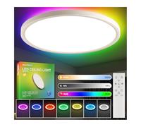 DetarZinLED Plafoniera LED Soffitto Moderna 24W,2700LM Lampada da Soffitto Ø30cm,lampadario camera da letto RGB Dimmerabile,IP44 Impermeabile Plafoniera Bagno per camere da letto, Corridoio, Cucina