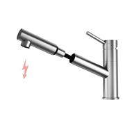 DETBOM Rubinetto da cucina a bassa pressione in acciaio inox 304, rubinetto da cucina con doccetta allungabile, magnete ancoraggio, miscelatore da cucina con 3 porte, rubinetto da cucina per caldaia