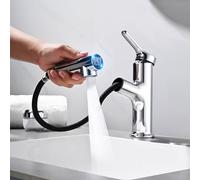 DETBOM Rubinetto Lavabo Smart con Display LED Temperatura - Doccetta Estraibile 2 Modalità, Autogenerazione Energetica, Senza Batterie, Miscelatore Rubinetti Monocomando Bagno, Design Cromato Moderno