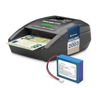 Detectalia D7X - Rilevatore di banconote false con affidabilità al 100% per EUR, GBP, CHF, PLN, CZK e SEK + Detectalia B1 Batteria al litio ricaricabile universale per rivelatori di banconote