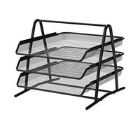 Detectalia Vassoio Organizzatore Documenti, 3 Livelli, Rete Metallica, Nero - Archiviatore Classificatore da Scrivania per Fogli A4, Lettere e Cartelle, 35,5 x 29,7 x 27 cm