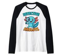 Detective Axolotl Blu Kawaii Spy Secret Agent Costume Ragazzi Maglia con Maniche Raglan