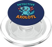 Detective Axolotl Blu Kawaii Spy Secret Agent Costume Ragazzi PopSockets PopGrip per MagSafe