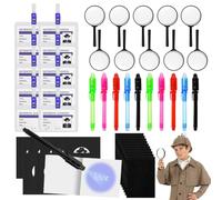 Detective - Set di penne magiche per bambini, regalo di compleanno per bambini, con penna UV, piccoli regali per bambini, regalo per la scuola (50 pezzi)