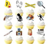 Detective Theme Cupcake Topper, 24pcs Detective Cake Topper, Detectives Cake Decorazioni, Toppers per Cupcake, Cupcakes Toppers, Decorazioni Torta Compleanno, Decorazione Torta