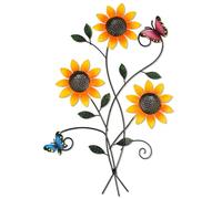 Detene Decorazione Artistica da Parete in Metallo Girasole Scultura Parete Floreale con Farfalle Decorazione da Parete in Metallo per Soggiorno Bagno Balcone Decorazione da Giardino