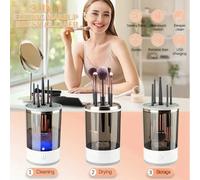 Detergente automatico per pennelli per trucco con scatola di immagazzinaggio Macchina elettrica per la pulizia ad ultrasuoni per strumenti cosmetici Asciugatura rapida