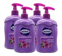 Detergente Intimo Neutro e Delicato ALL'ESTRATTO DI MALVA, Specifico Per L'Igiene Quotidiana. Deterge Delicatamente Rispettando L'Equilibrio Intimo 500ml (4 Unità)