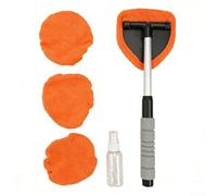 Detergente multiuso per parabrezza auto, con spazzola retrattile e flacone spray per rimuovere nebbia, umidità e macchie su vetri, schermi e specchi (arancione)