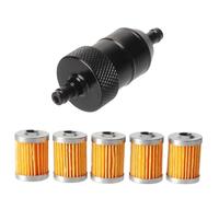 Detergente per benzina in alluminio CNC da 8 mm + 3/5 pezzi Filtro carburante riutilizzabile e pulibile per moto ATV Quad Olio in linea filtre à huile moteur(A Black)