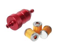 Detergente per benzina in alluminio CNC da 8 mm + 3/5 pezzi Filtro carburante riutilizzabile e pulibile per moto ATV Quad Olio in linea filtre à huile moteur(Red)