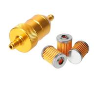 Detergente per benzina in alluminio CNC da 8 mm + 3/5 pezzi Filtro carburante riutilizzabile e pulibile per moto ATV Quad Olio in linea filtre à huile moteur(Gold)