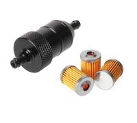 Detergente per benzina in alluminio CNC da 8 mm + 3/5 pezzi Filtro carburante riutilizzabile e pulibile per moto ATV Quad Olio in linea filtre à huile moteur(Black)
