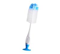 Detergente per biberon e tettarelle 2 in 1 in bianco con blu, spazzola, spazzola, schiuma