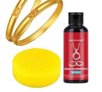 Detergente per gioielli, agente di riparazione di per metallo, 50 ml, con spugna, crema per pulizia gioielli, catena in metallo, anello per la cura dei, rimozione dei metalli preziosi