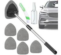 Detergente per parabrezza auto, 9 pezzi, strumento espandibile per la pulizia del parabrezza dell'auto, con 6 cuscinetti in microfibra riutilizzabili, flaconi spray, kit tergicristallo auto, manico