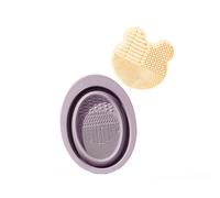 Detergente per pennelli da trucco, ciotola pieghevole in silicone, tappetino per scrub strumento di bellezza, detergente per pennelli da trucco in polvere