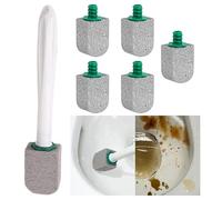 Detergente per WC in pietra pomice - Bacchetta per la pulizia del WC con 5 testine | Gomma per smacchiare la tazza del WC con manico lungo in ABS + pietra | per la pulizia profonda del WC
