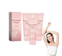 Detergente schiumogeno brillante Rice Water con vera polvere di riso - Detergente viso esfoliante delicato, pulizia profonda dei pori, detergente idratante dalla schiuma cremosa per donna (3 pezzi)