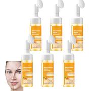 Detergente viso curcuma con spazzola, detergente viso schiumoso per pulizia profonda e esfoliante, detergente per curcuma sbiancante e idratante per donne e uomini (6 pezzi)