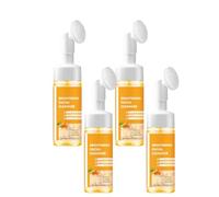 Detergente viso curcuma con spazzola, detergente viso schiumoso per pulizia profonda e esfoliante, detergente per curcuma sbiancante e idratante per donne e uomini (4 pezzi)