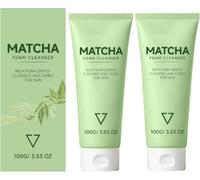 Detergente viso schiumogeno al matcha, detergente viso schiumogeno delicato ed esfoliante,rinforza la barriera cutanea, deterg/ente vi/so delicato quotidiano per una pelle dalla texture perfetta（2pc）