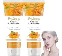 Detergente viso schiumoso per lavaggio viso curcuma per donne e uomini, pulisce delicatamente, illumina il tono della pelle migliora l'opacità, l'olio di cocco idratante lenisce il (2)