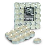 DETERMONDO 100 Tealight Candele Bianche Antigoccia Tea Light Candele Non Profumate Lumini con Durata di 4 Ore