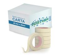 DETERMONDO 12 Nastro Carta Gommata 25mm x 50m Adesivo Professionale per Mascheratura e Pittura Ideale per Imbianchini ed Imballaggio, Sigillatura e Protezione Superfici