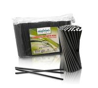 DETERMONDO 500 Cannucce Cocktail Carta Nera 20 cm x 7 mm Biodegradabili Compostabili Ecologiche per Bevande Fredde, Bar, Feste, Locali e Ristorazione