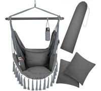 Detex Sedia Sospesa 150 kg Boho Style 2 Cuscini XL Amaca a Poltrona Portabevande Girevole 360°