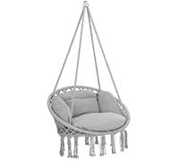 DETEX® Sedia Sospesa 2 Cuscini a Dondolo Max 150 kg Ø 60 Certificato GS cm Resistente per Interni Esterni Design Boho Poltrona da Appendere