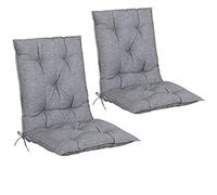 Detex Set 2 Cuscini con Schienale per Sedie Viscoelastico Cuscino Imbottito Cucina Esterno Grigio Screziato
