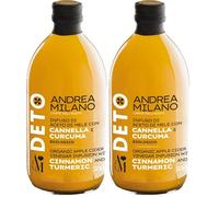 Deto Andrea Milano, Aceto di Mele Biologico con Madre con Cannella e Curcuma, Non Filtrato e Non Pastorizzato, Ideale da Bere Solo o come Condimento su Tartare di Carne o Tonno, Made in Italy, 500 ml