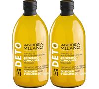 Deto Andrea Milano, Aceto di Mele Biologico con Zenzero, Curcuma e Peperoncino, Ideale come Condimento su Verdure Grigliate o da Bere Solo o Diluito con Del Ghiaccio, Made in Italy, 500 ml