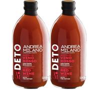 Deto Andrea Milano, Aceto di Vino Rosso con Madre, Non Filtrato e Non Pastorizzato, Utilizzato come Drink se Diluito con Acqua e come Condimento per i Tuoi Piatti Preferiti, Made in Italy, 500 ml