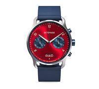 DeTomaso SORPASSO MACCHINA Silver Rosso Orologio da polso da uomo analogico al quarzo, cinturino in nylon blu scuro, argento, cinghia