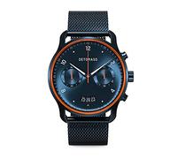 DeTomaso SORPASSO Velocita Blue Orange Orologio da polso da uomo analogico al quarzo, maglia milanese blu spazzolato, blu, Bracciale
