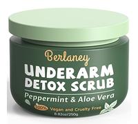 Detox Scrub 8.8 oz with Peppermint, Aloe Vera and Walnut Shell Powder, Underarm Scrub Helps on Removing Odor, Deep Cleanse & Exfoliating, for Legs, Knee, Feet, Hands Whole Body, Armpit