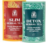 DETOX TEA + SLIM TEA | Tisane Drenanti e Dimagranti | 50 Tazze Mattina & Sera | Tè Diuretici e Snellenti Naturali | Confezione Regalo Salvafreschezza