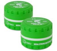 Detreu Mega Strong Styling Wax | Cera per capelli opaca e tenuta extra forte | Look naturale di lunga durata senza lucentezza grassa | Cera per capelli e barba 2 x 140 ml (titanio - verde)